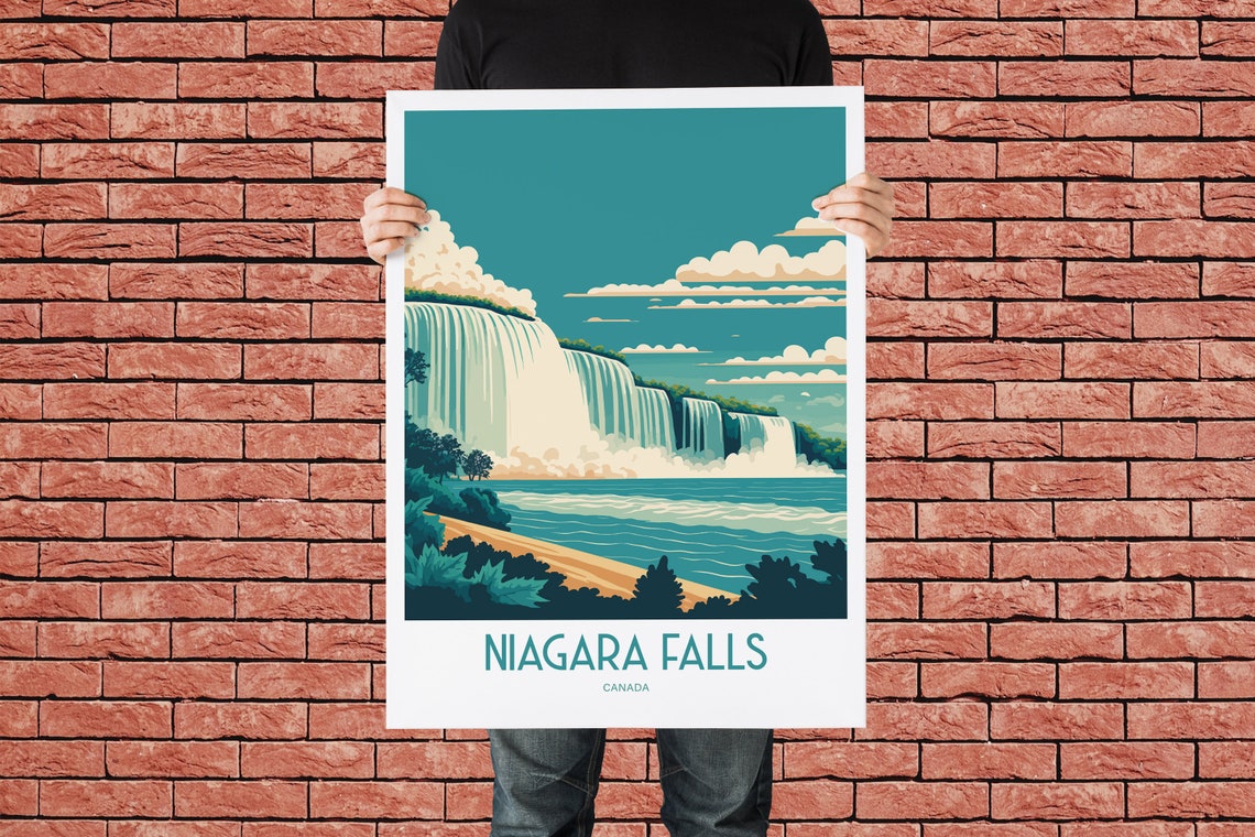 Niagara Falls Canada Teal Waterfall Vintage Sunset Travel Poster - Image 2