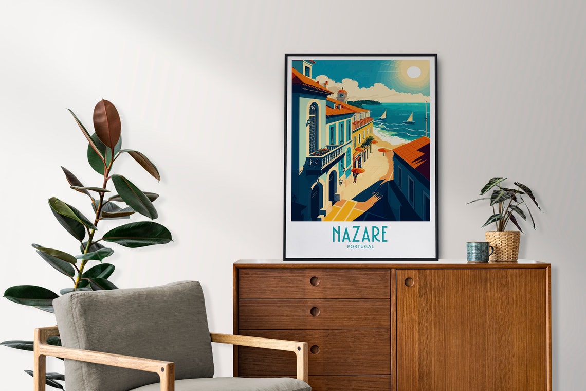 Nazare Travel Print Wall Art Nazare Spain Wall Hanging Home Decoration Nazare Spain Gift Art Lovers Wall Art Print Nazare Spain Scenic Art - Image 4