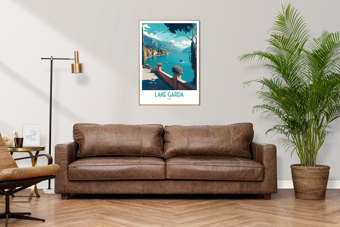Lake Garda Italy Travel Poster, Seaside Landmark - Image 2
