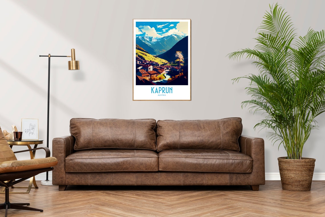 Kaprun Austria Autumn Valley Snowy Peaks Retro Travel Poster - Image 3