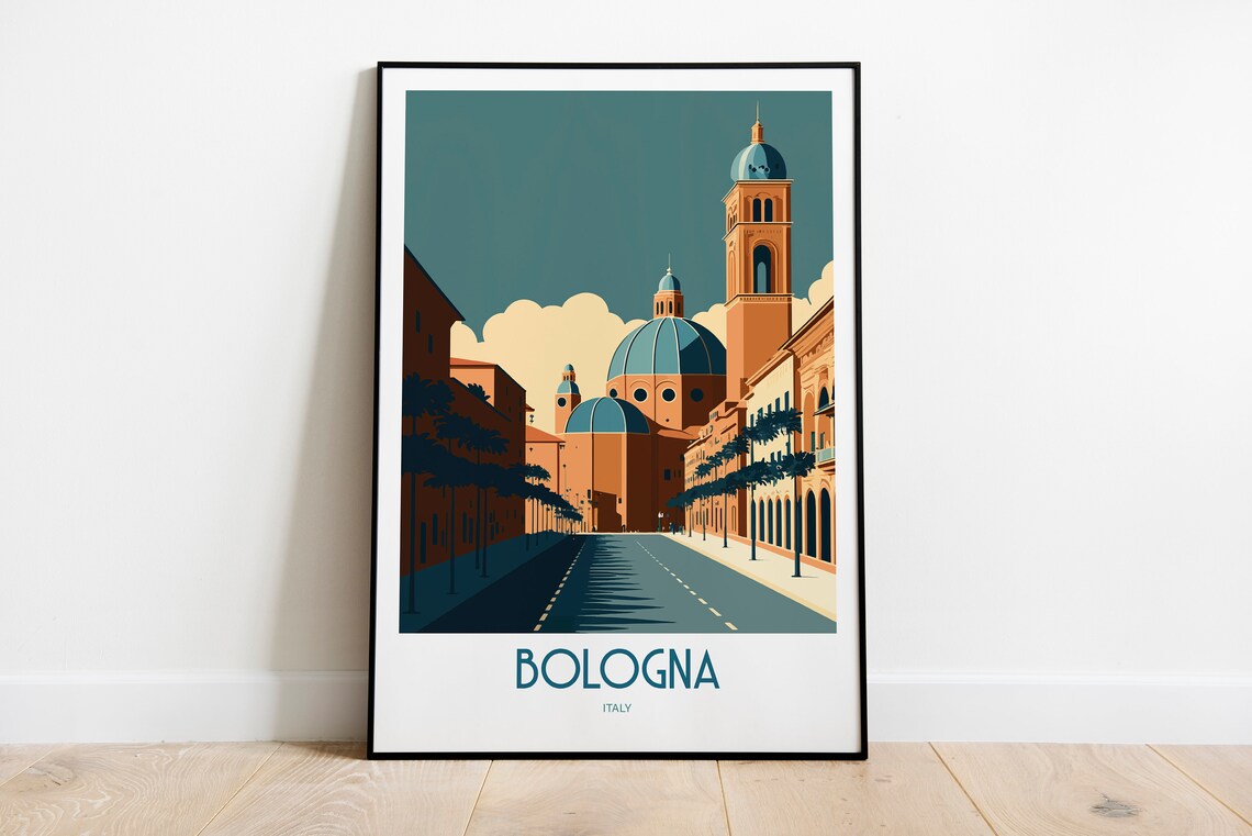 Bologna Italy Travel Poster, Italian City Art