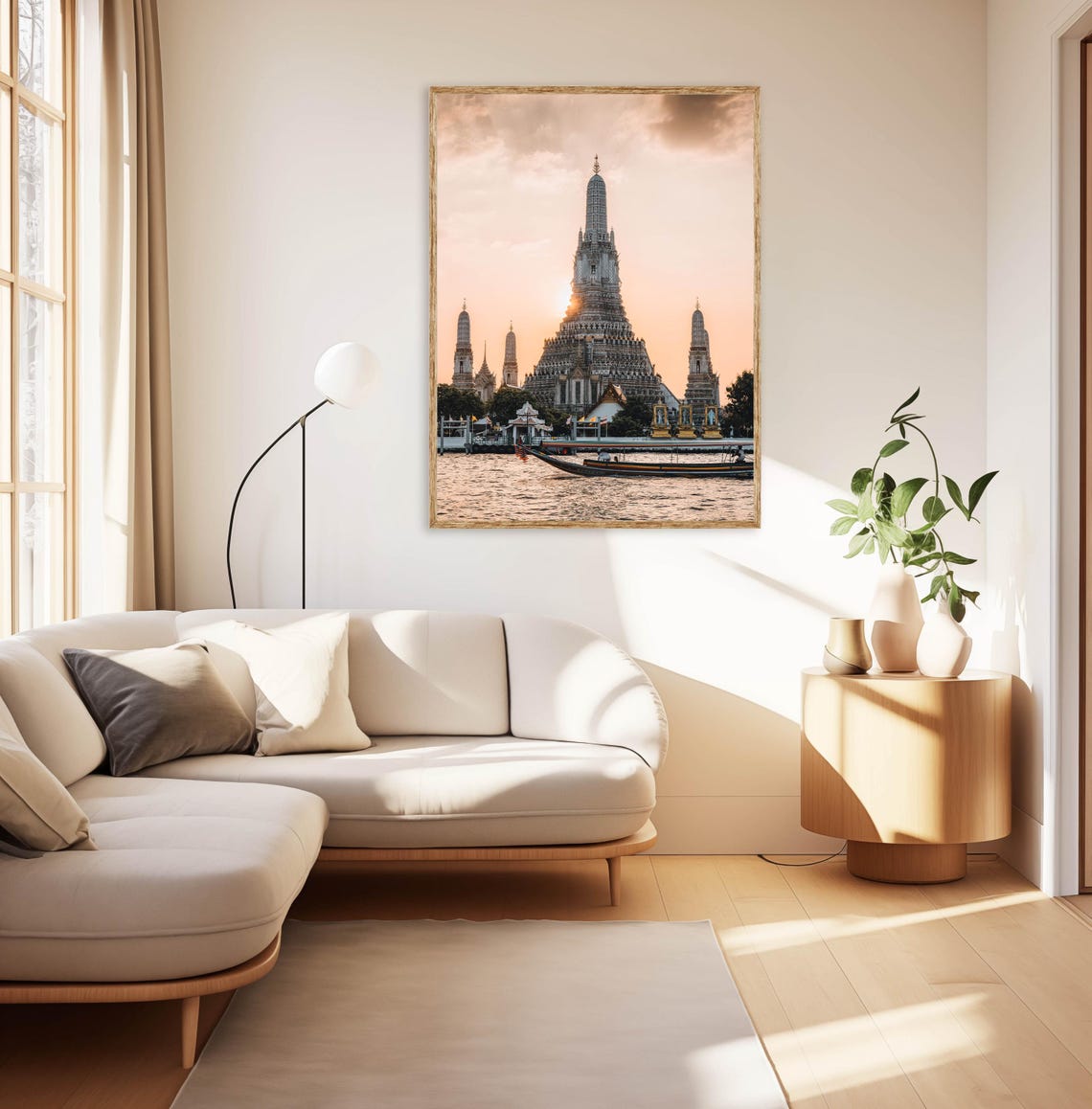 Wat Arun Sunset Bangkok Thailand Riverside Temple River Poster - Image 2