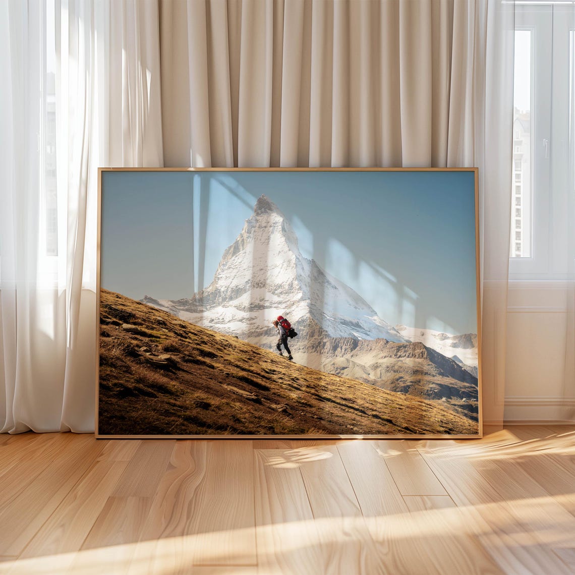 Matterhorn Peak with Lone Hiker Snowy Alpine Landscape Poster - Image 4