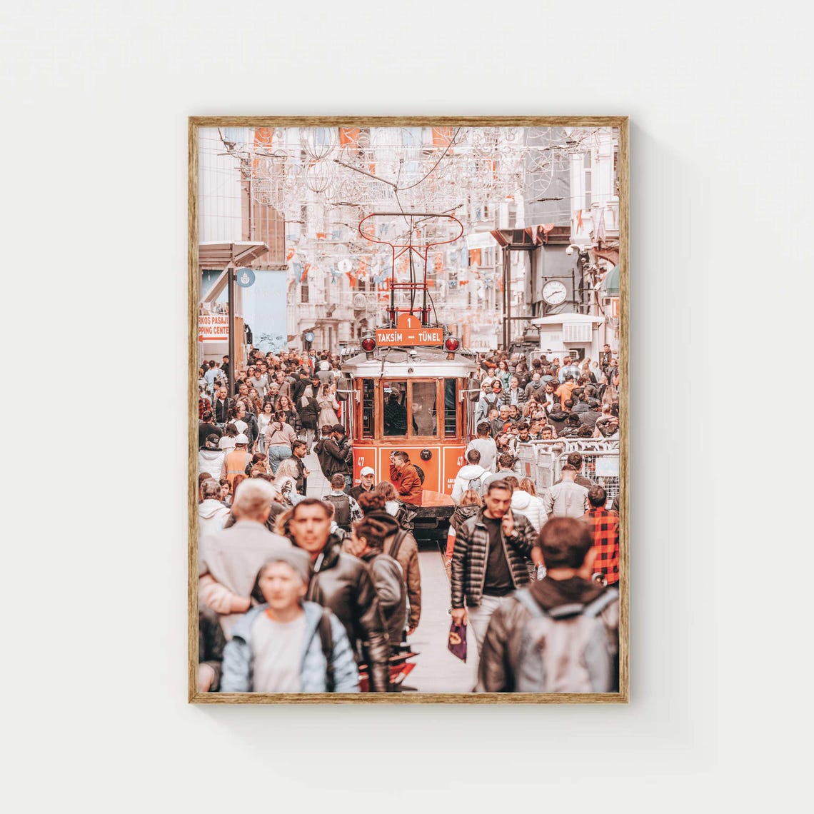 Istanbul Street Photography Print Red Tram In Taksim Wall Art Vibrant Cityscape Decor Travel Wall Art For Living Room Or Office