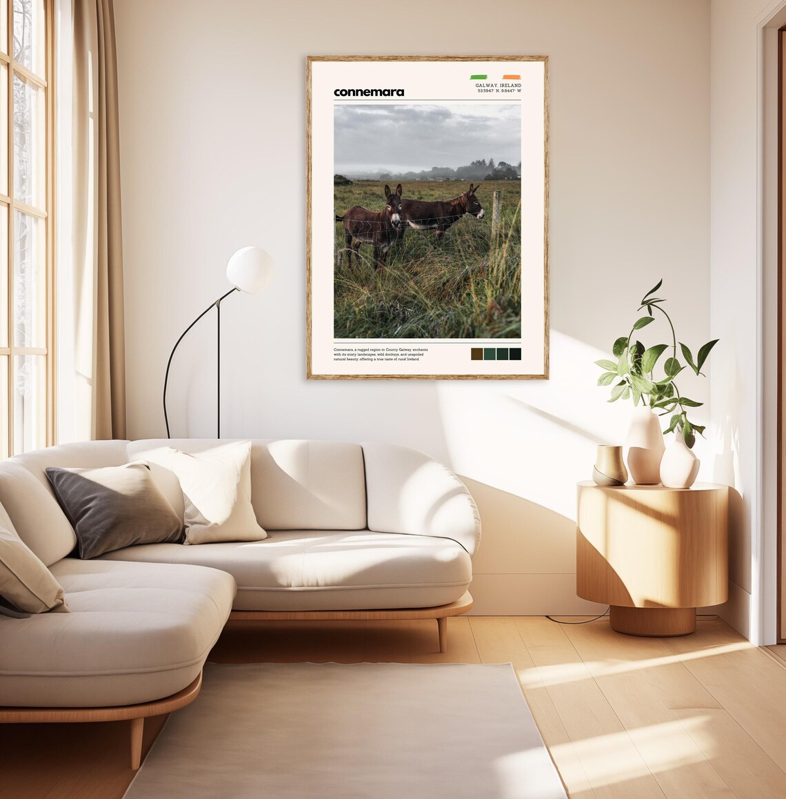 Connemara Ireland Wild Donkeys In Misty Rural Galway Field Poster - Image 3