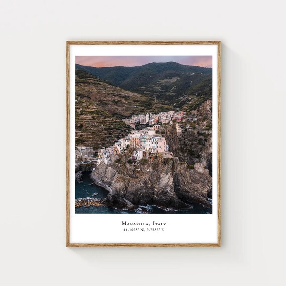Manarola Cinque Terre Colorful Cliff Town Sunset Italy Poster