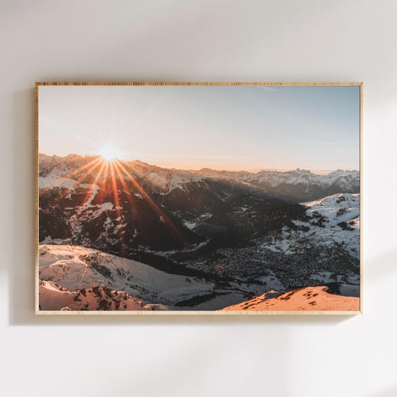 Verbier Ski Resort Wall Art Switzerland Sunset Print Alpine Landscape Photography Snowy Mountain Decor Nature Wall Art Gift Idea
