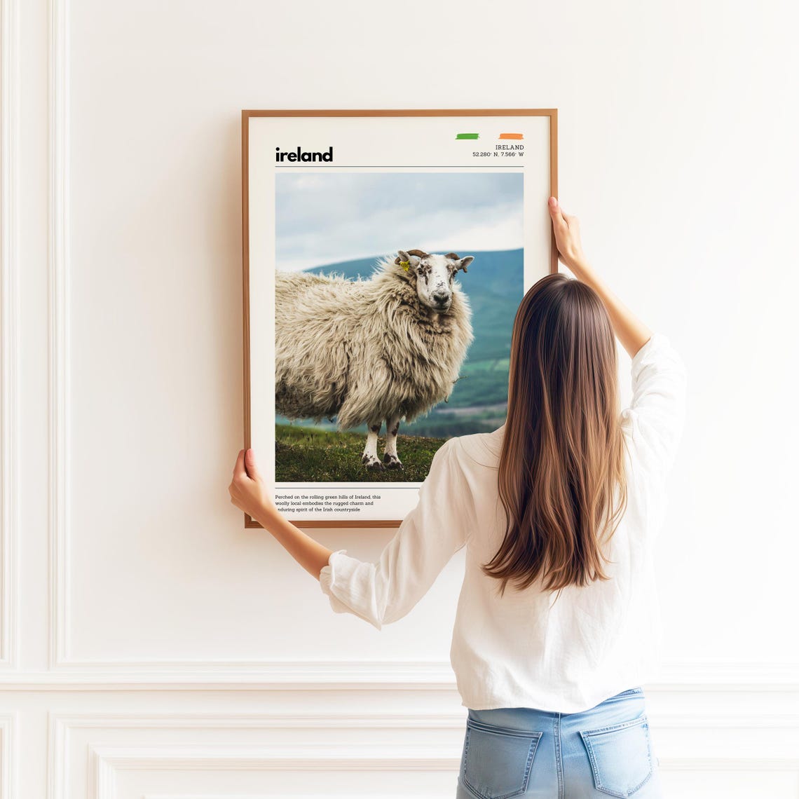 Ireland Green Hills Sheep Countryside Farm Photography Art Poster