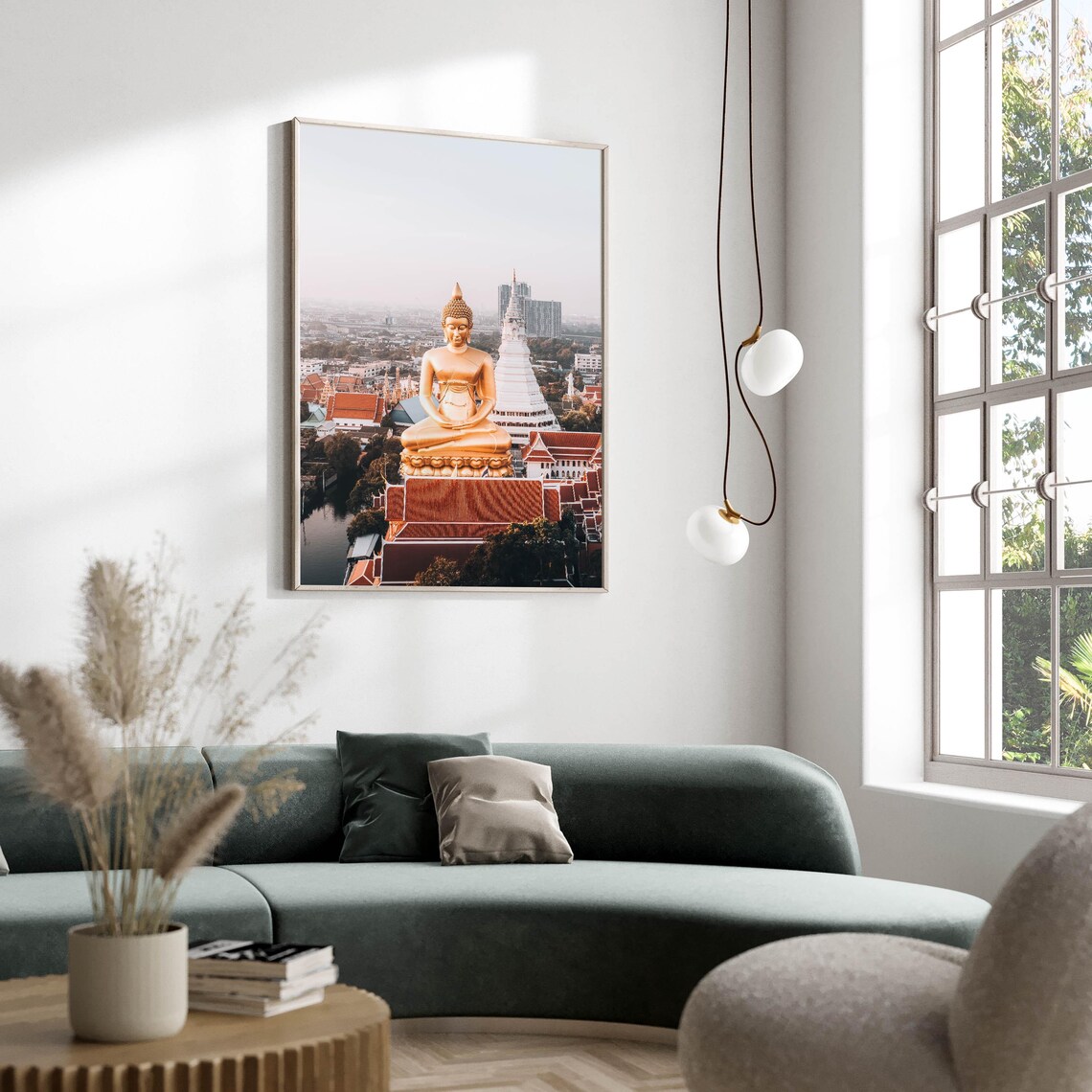 Big Buddha Wat Paknam Bangkok Golden Serene Statue Thailand Poster - Image 3