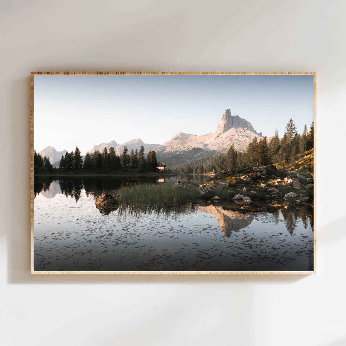 Lago di Federa Dolomites Alpine Cabin Mirror Lake Italy Poster