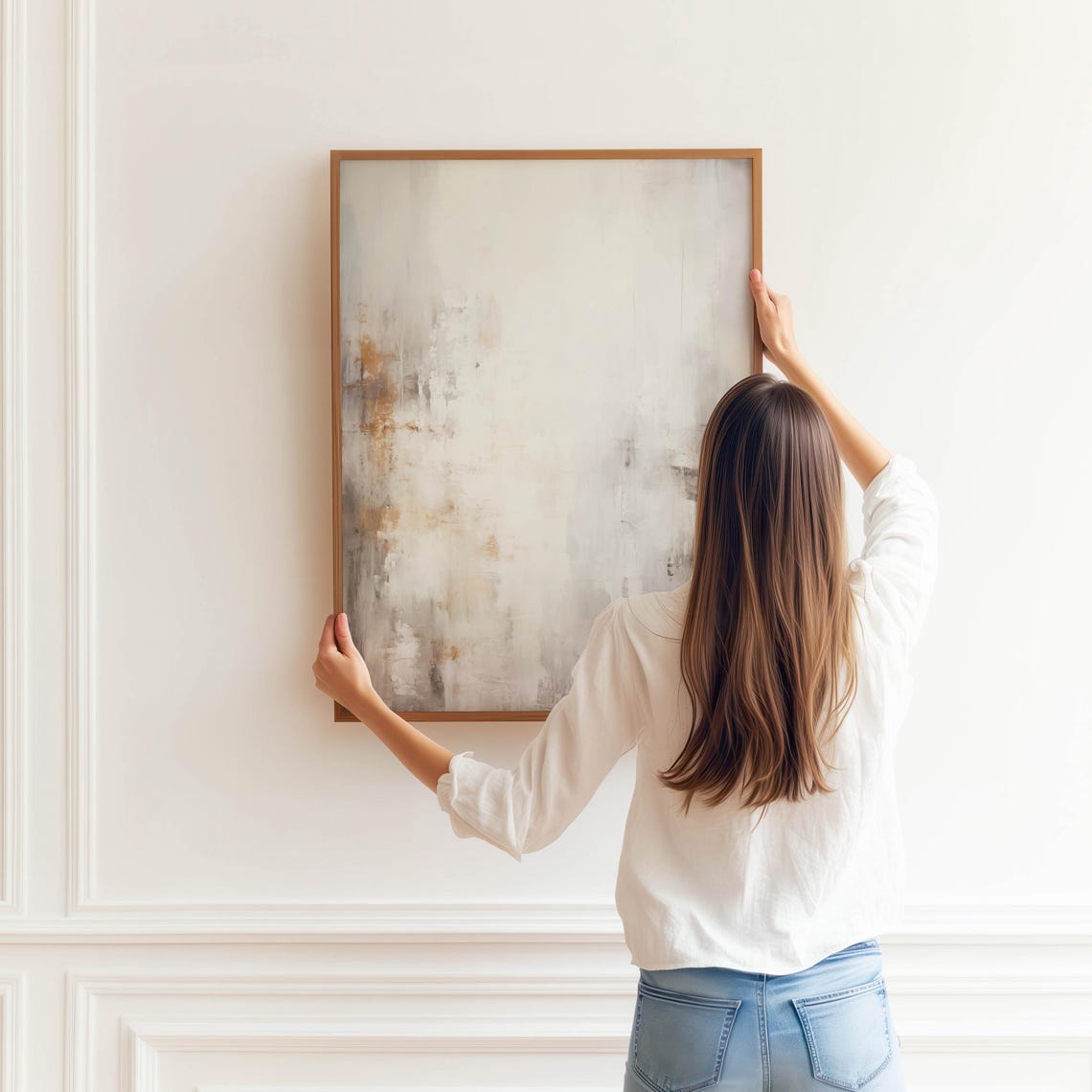 Beige Neutral Abstract Texture Painting Soft Contemporary Home Poster - Image 3