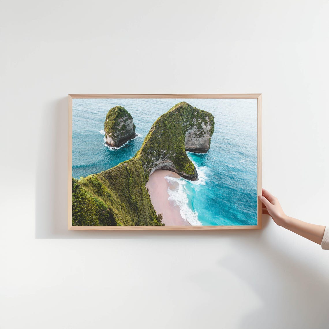 Kelingking Beach Aerial View Green Cliffs Turquoise Sea Photo Poster - Image 2