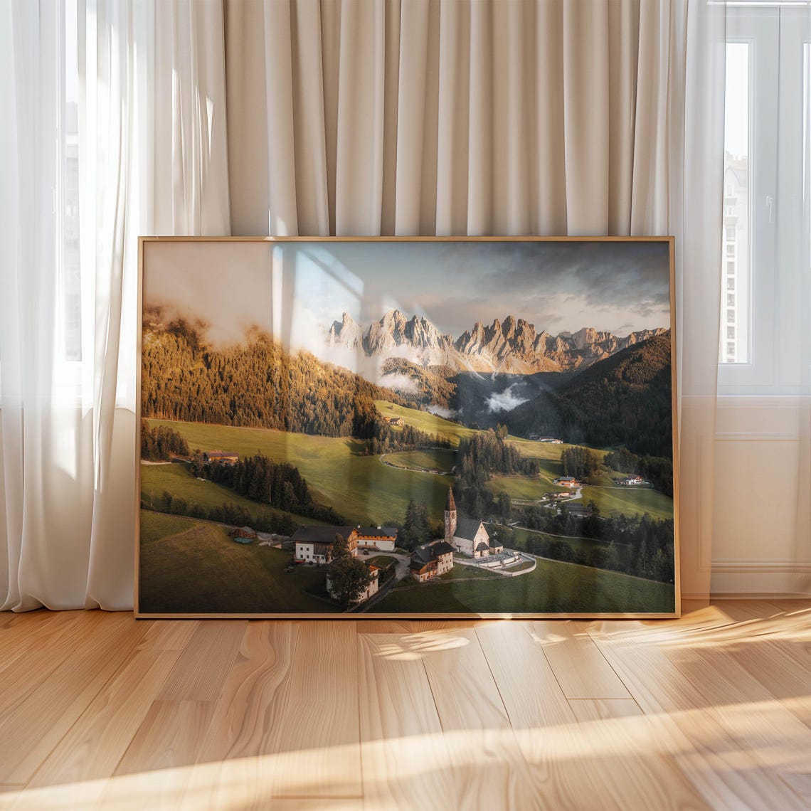 Santa Magdalena Village Church Beneath Dolomites Peaks Italy Poster - Image 4