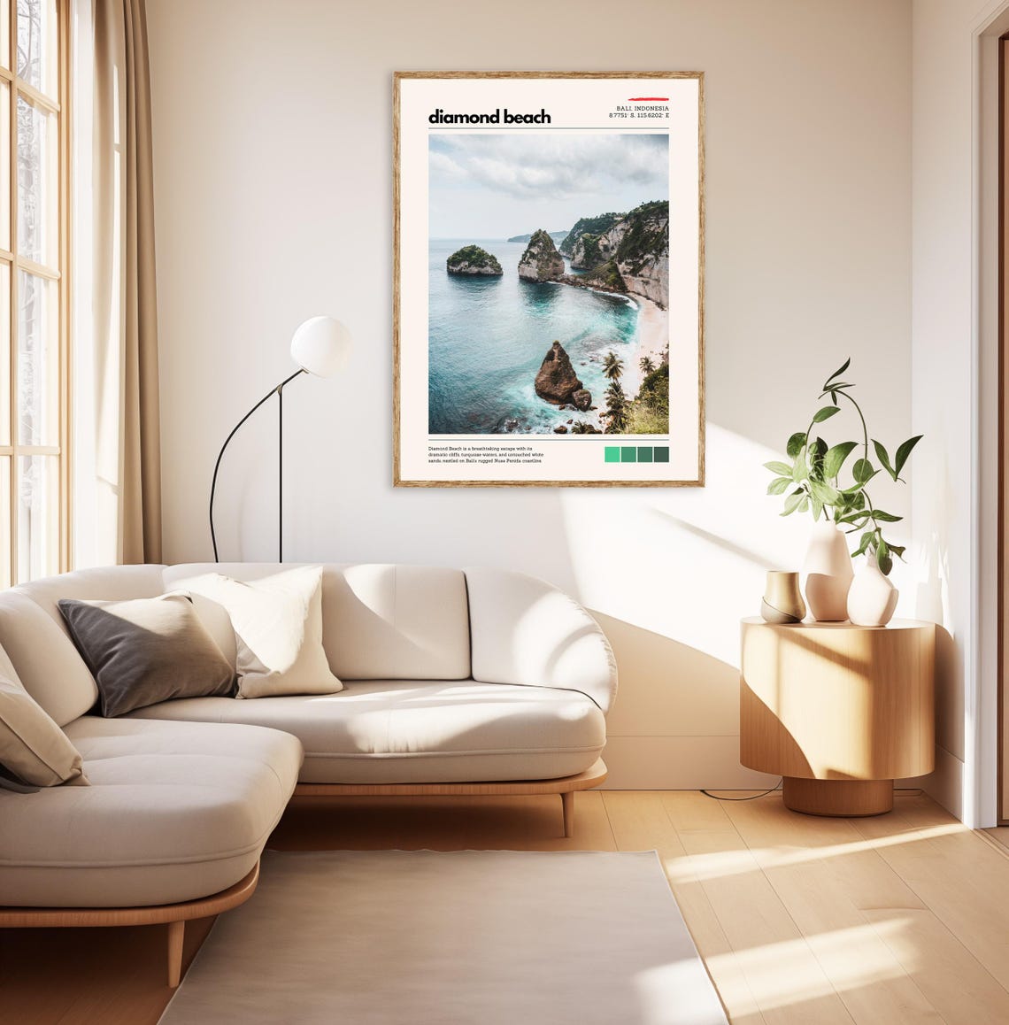 Diamond Beach Bali Indonesia Turquoise Cliffs Coastal Poster - Image 3