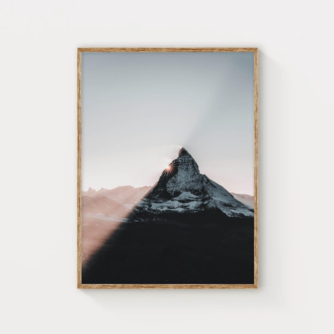 Matterhorn Sunrise Sunburst Golden Light Snowy Alpine Peak Poster