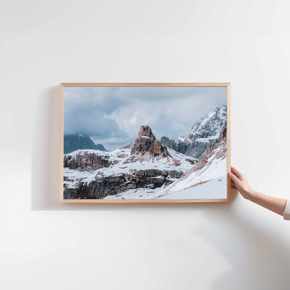 Tre Cime Di Lavaredo Wall Art Dolomites Mountain Print Italian Alps Photography Snowy Landscape Decor Nature Wall Art Ski Touring Print