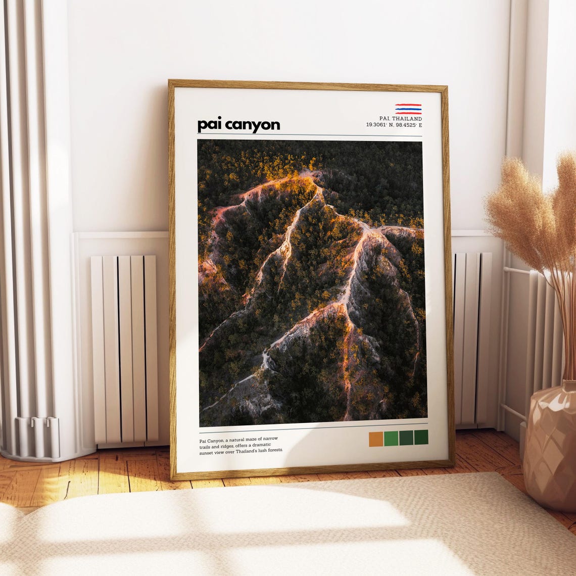 Pai Canyon Thailand Aerial Sunset Over Lush Forest Ridges Poster - Image 4