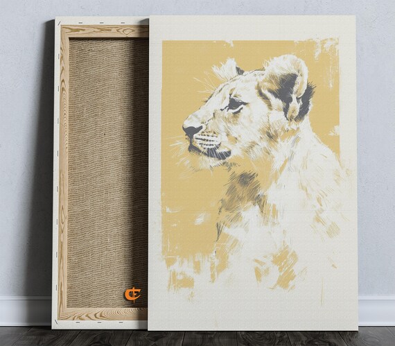 Pastel Baby Lion Cub Silhouette Modern Nursery Wall Art Safari Animal Decor Gender Neutral Room Poster Set 1614