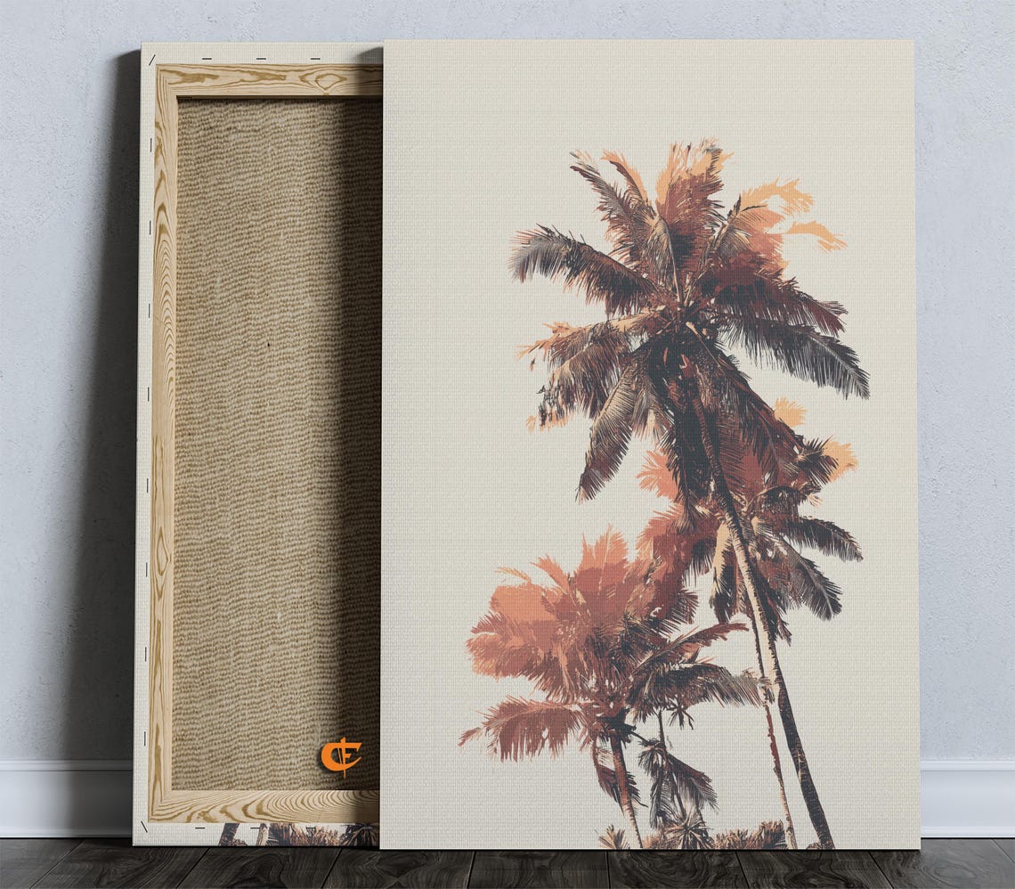 Tropical Palm Tree Silhouette Minimalist Warm Beige Modern Wall Art