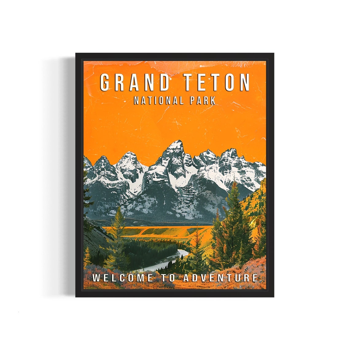 Grand Teton National Park Wyoming Jagged Peaks Sunset Travel Poster