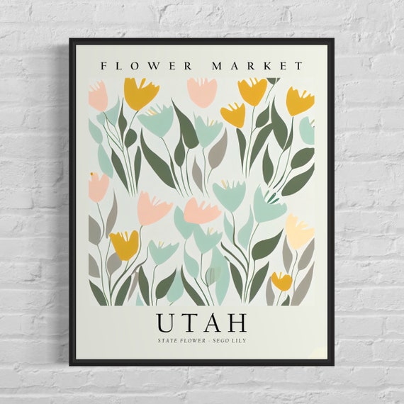 Utah State Flower Sego Lily, 1960s Botanical Art Print