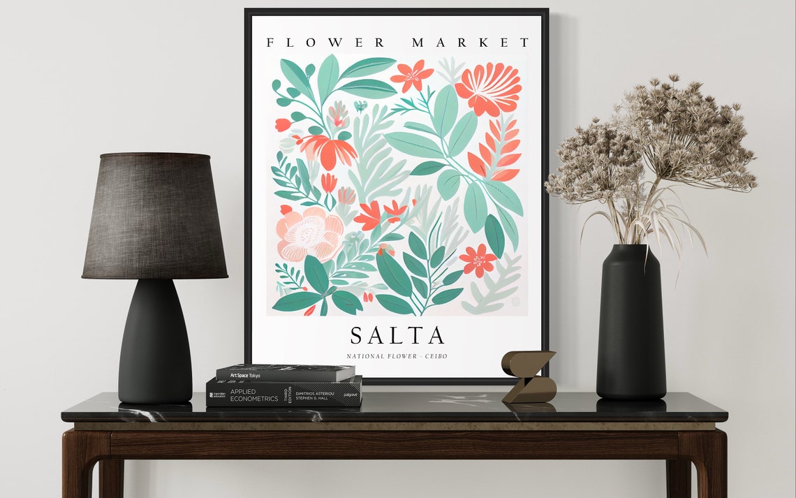 Salta Argentina Flower Market Art Print Ceibo Flower Wall Art Poster - Image 2
