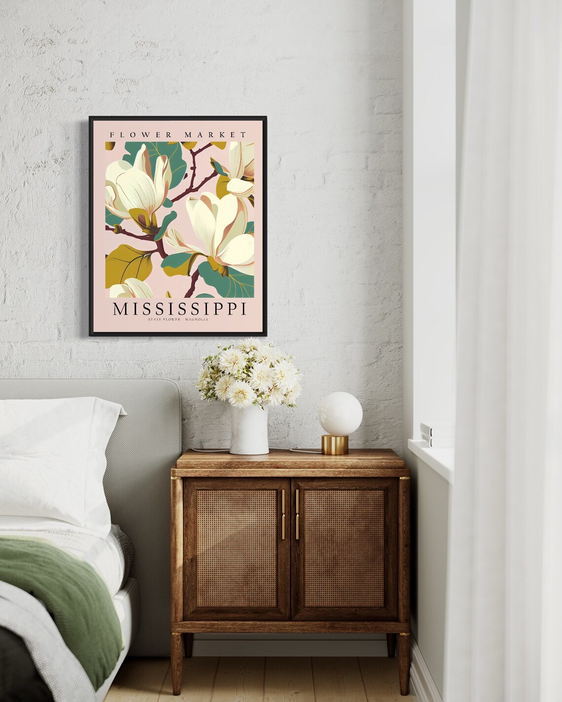 Mississippi State Flower Magnolia 1960s Art Print - Image 3