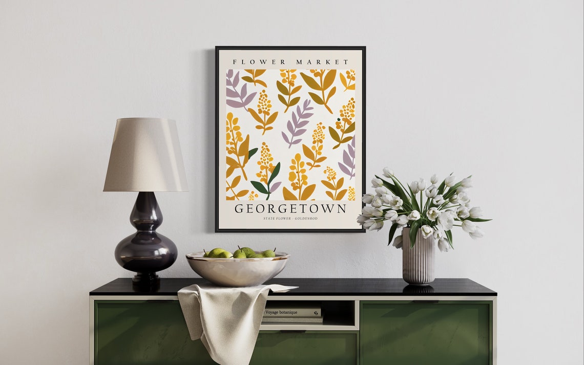 Georgetown Kentucky Goldenrod Flower Market Botanical Art Poster - Image 3