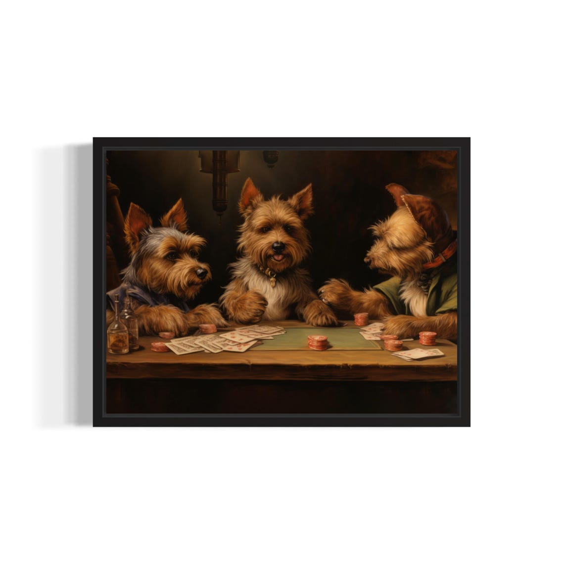 Tibetan Terrier Dogs Playing Poker Card Game Vintage Humor Poster