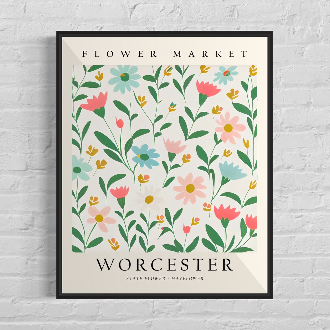 Worcester Massachusetts Flower Market Travel Poster