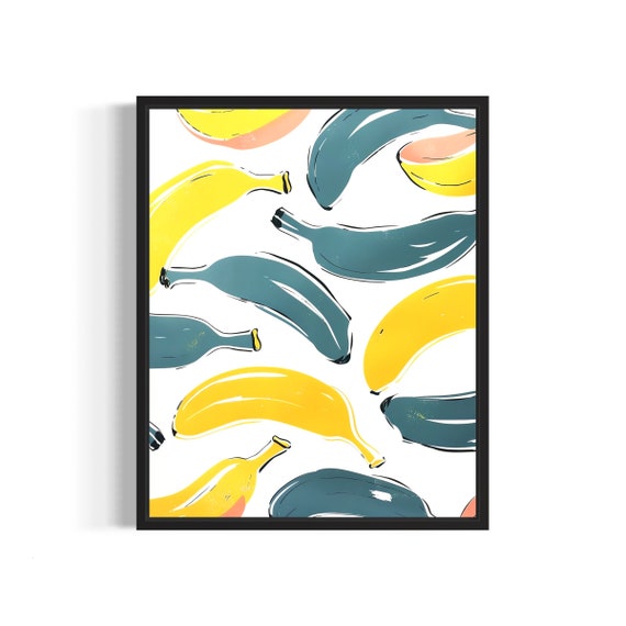 Banana Poster Art Print Kitchen Fruit Decor For Kitchen Dining Restaurant Neutral Food Pastel Artwork