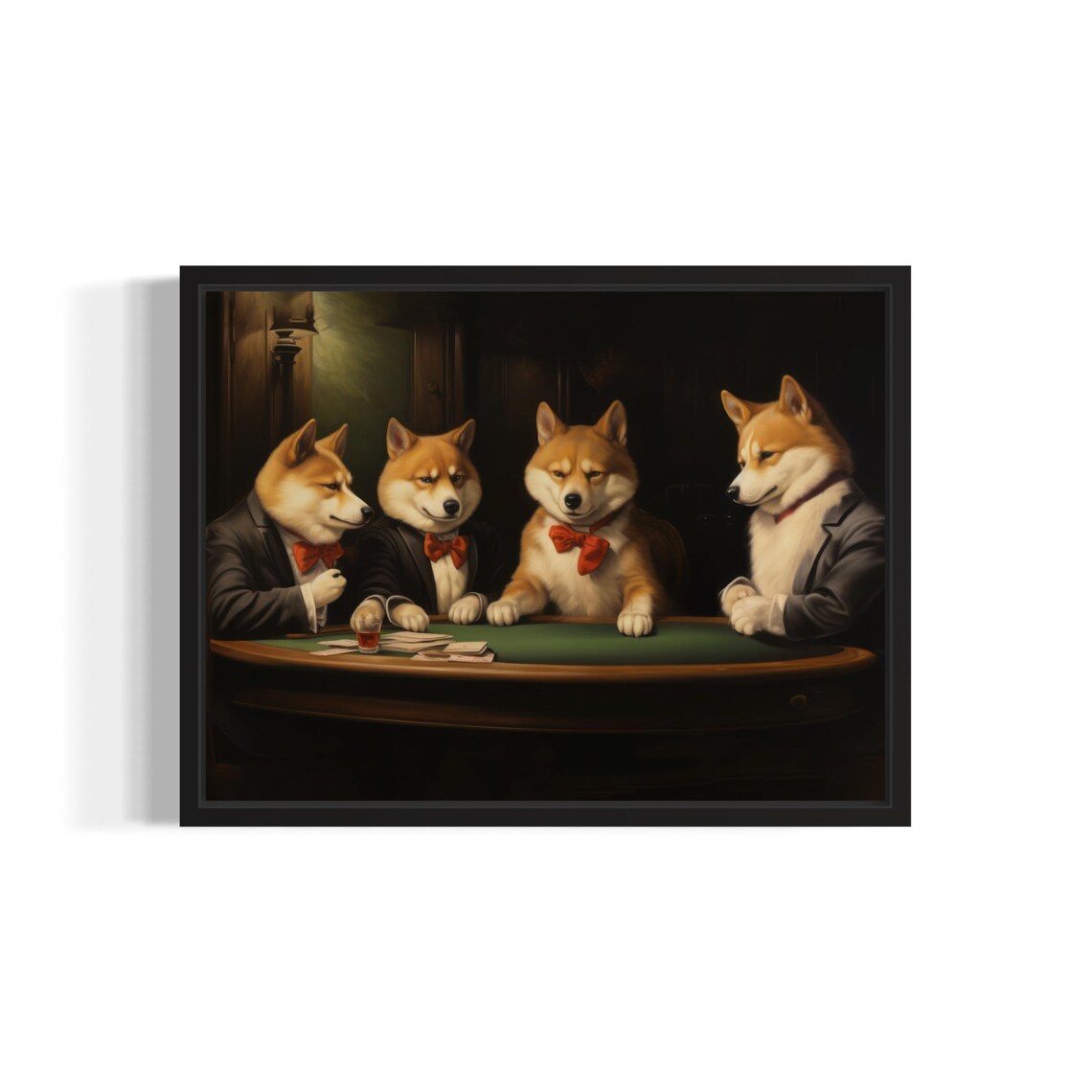Shiba Inu Playing Cards Humor Wall Art Print