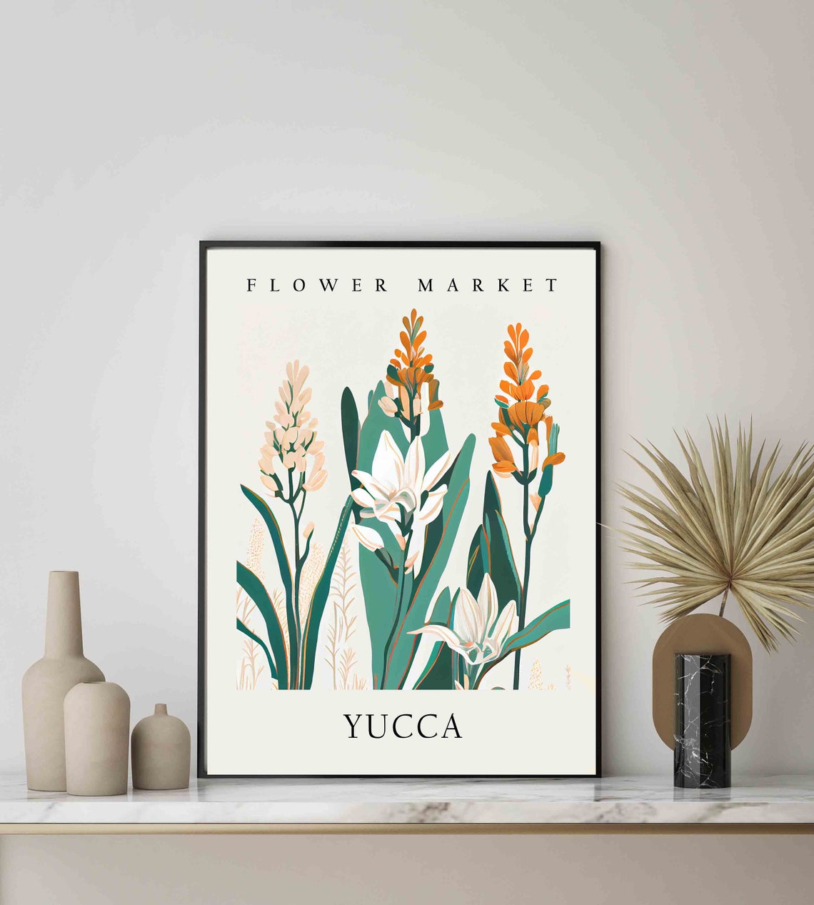 Yucca Desert Bloom Orange Bud Botanical Flower Market Poster - Image 3