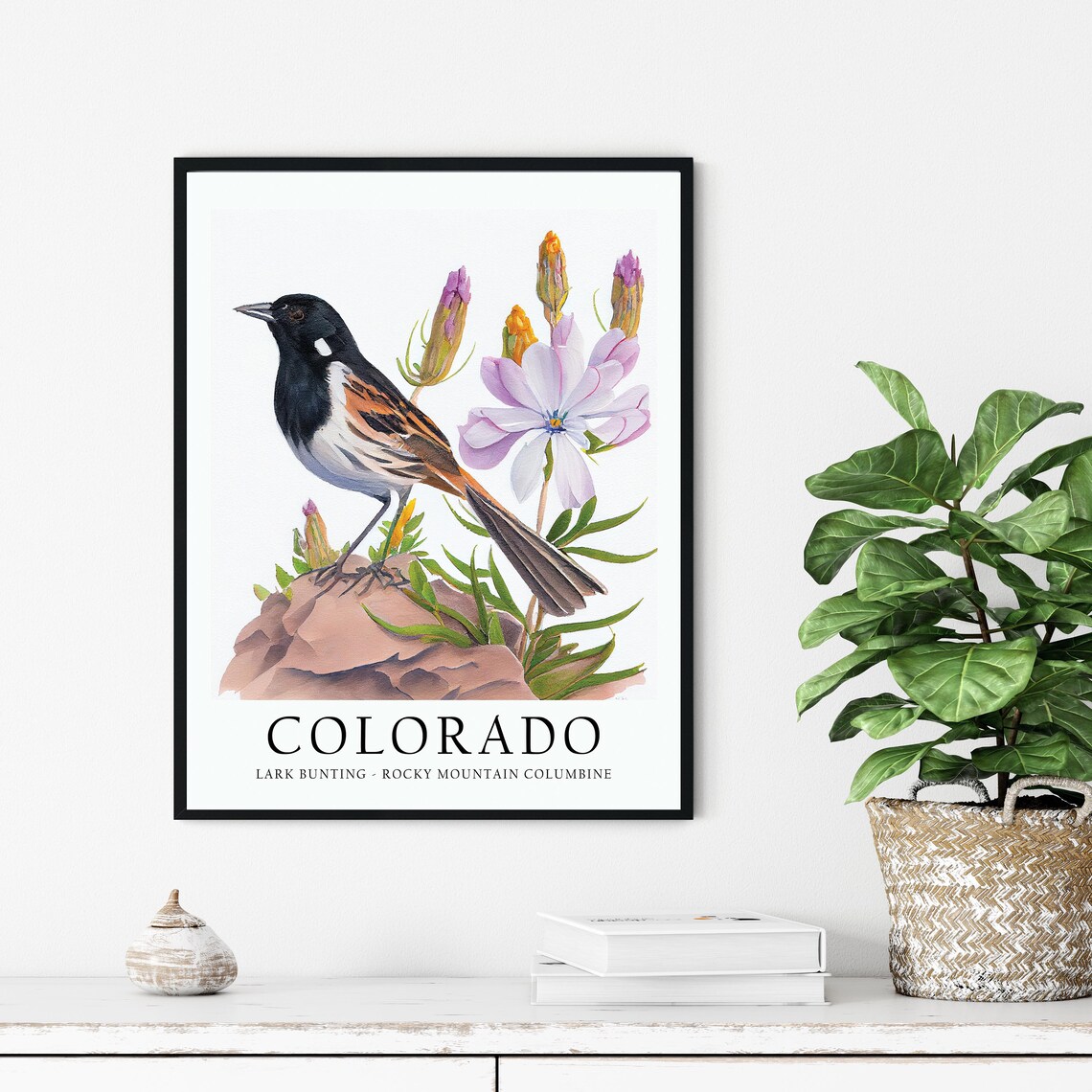 Colorado State Bird Art Print, State Flower - Image 2