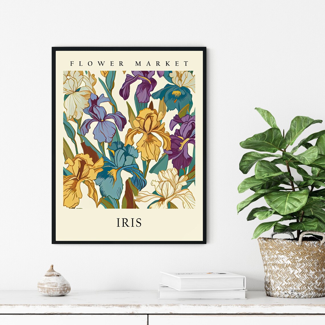 Iris Flower Market Botanical Pastel Art Print - Image 3