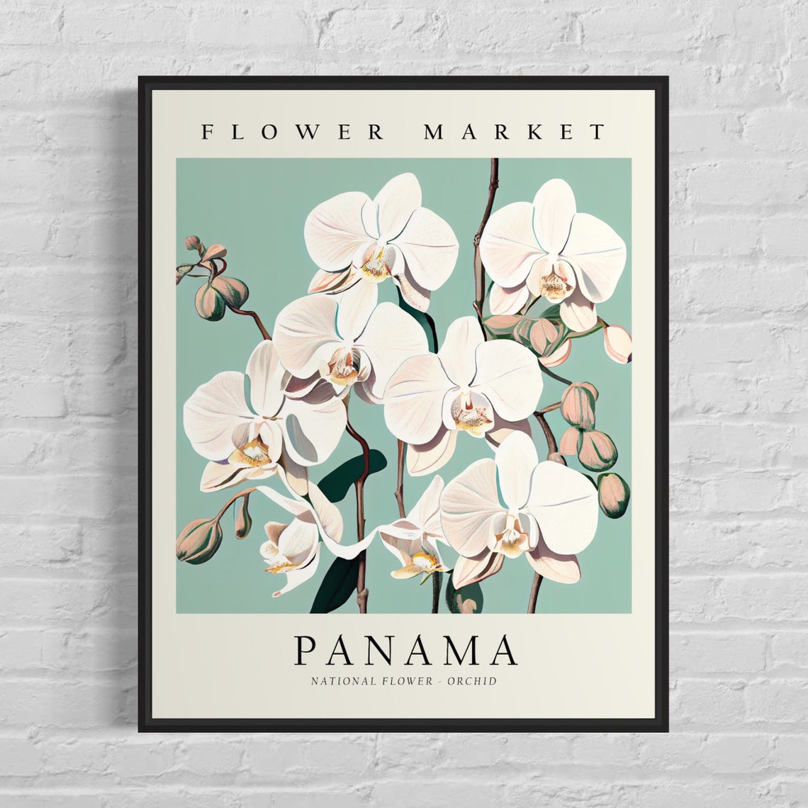 Panama Flower Market Art Print Panama Flower Orchid Wall Art Botanical Pastel Artwork