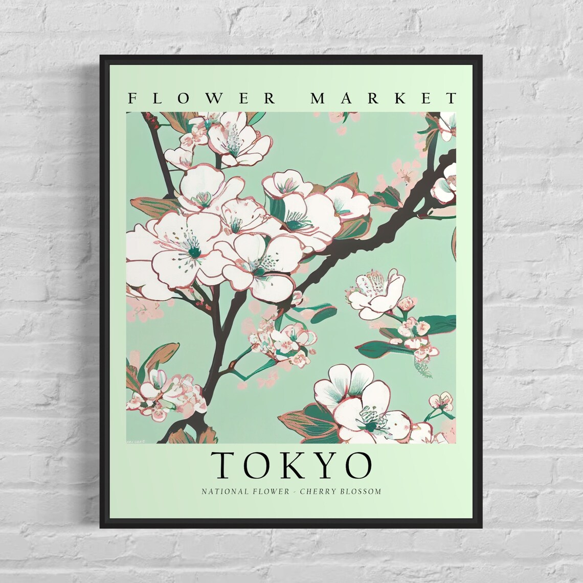 Tokyo Japan Flower Market Art Print, Cherry Blossom