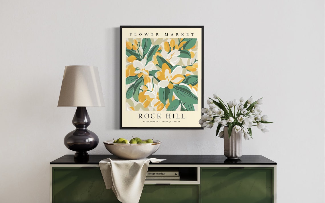 Rock Hill Flower Market Yellow Jessamine Spring Botanical Wall Art - Image 3