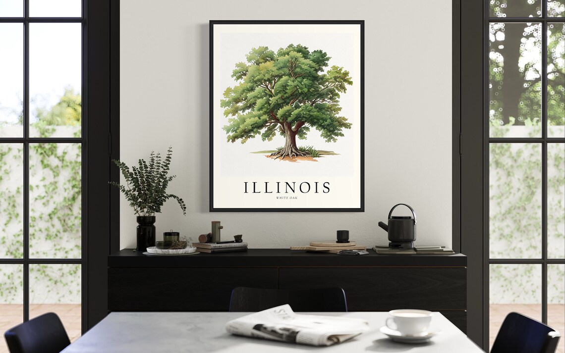 Illinois State Tree White Oak Art Print, Travel Poster - Image 2