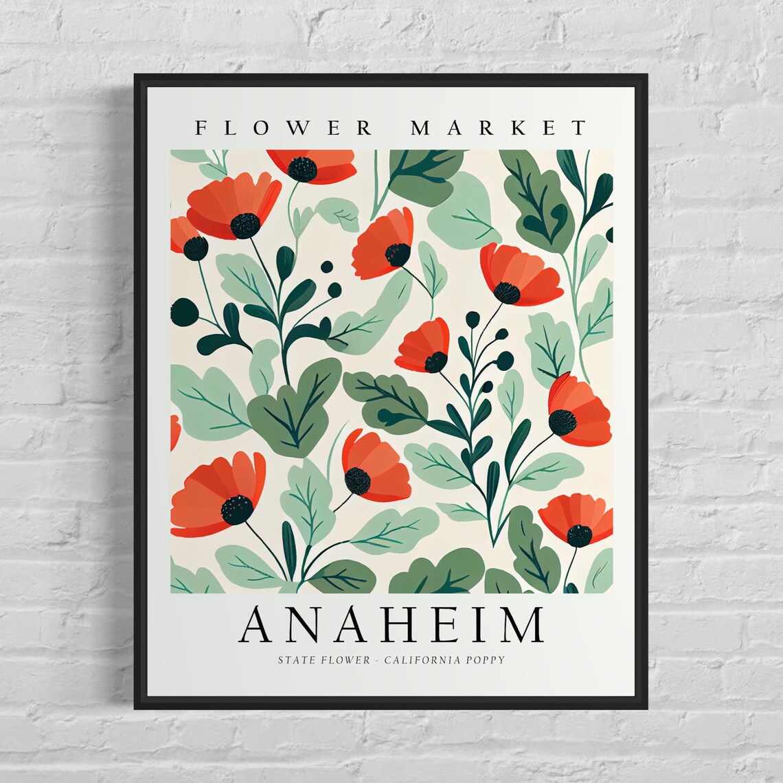 Anaheim California Flower Market Art Print, Poppy