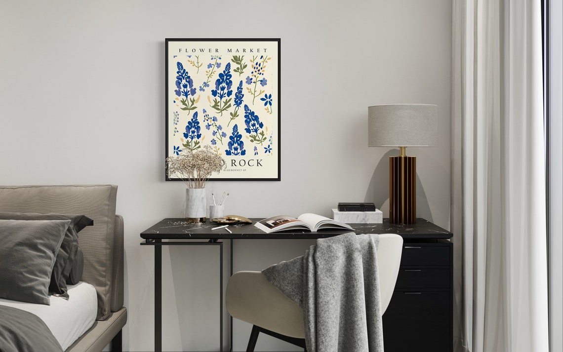 Round Rock Texas Flower Market Bluebonnet Botanical Art Print - Image 2