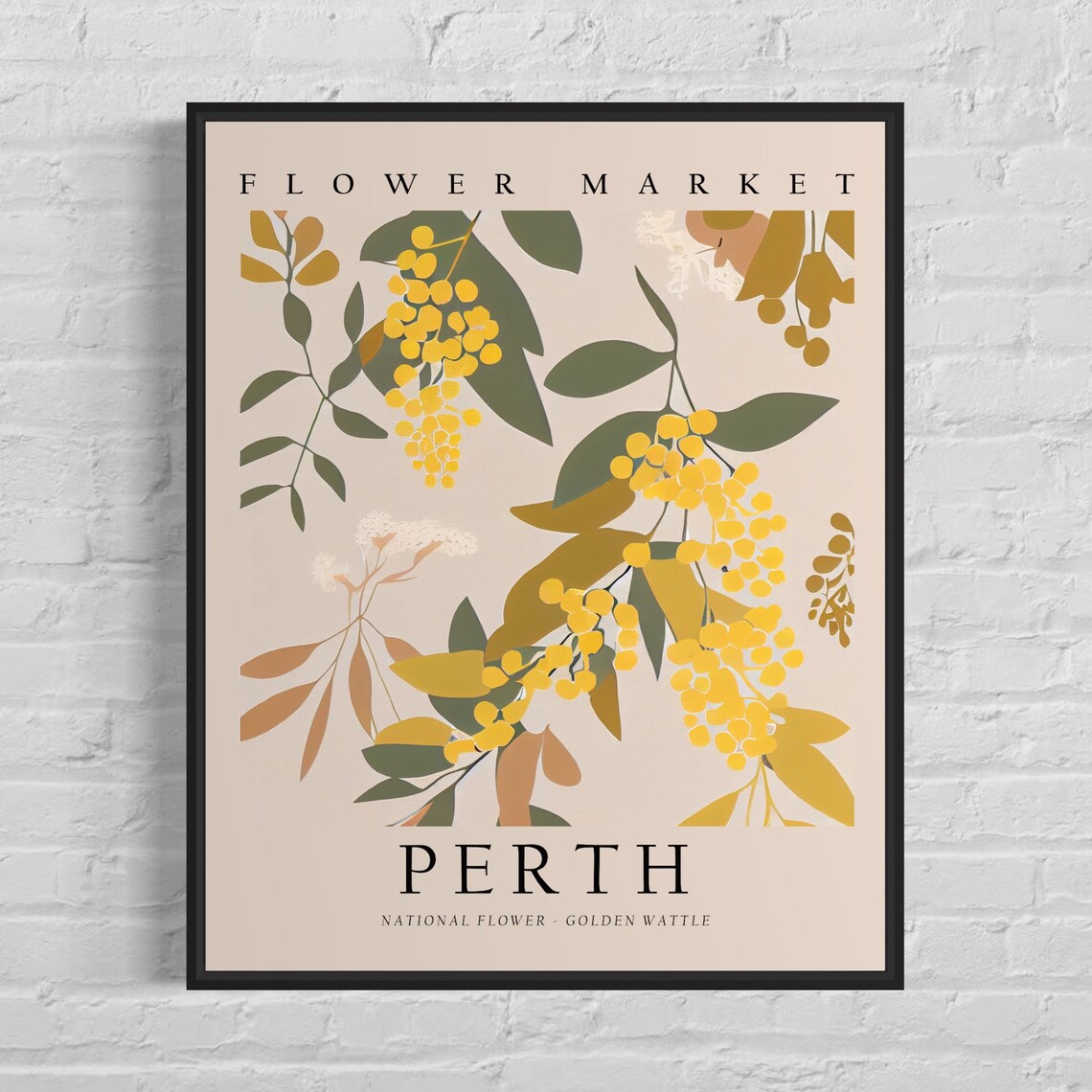 Perth Australia Flower Market Art Print, Golden Wattle