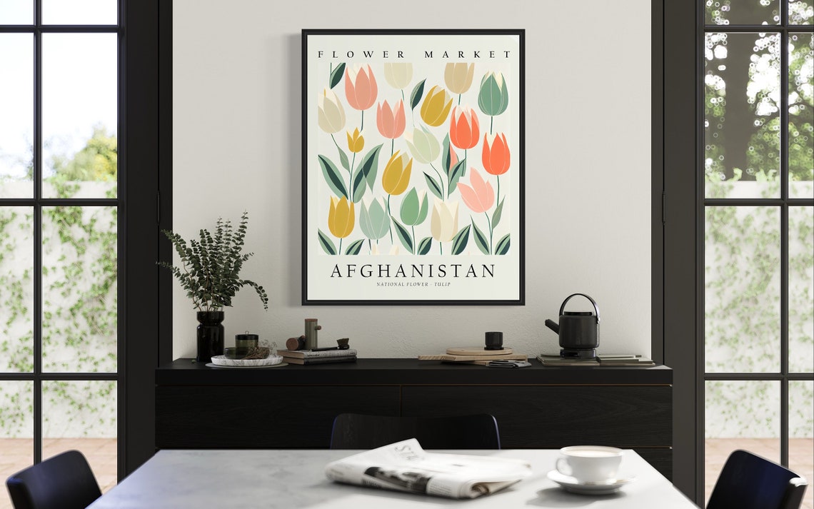 Afghanistan Tulip Flower Market Botanical Floral Garden Art Poster - Image 3