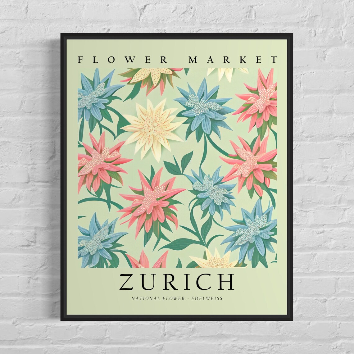 Zurich Switzerland Flower Market Art Print, Edelweiss
