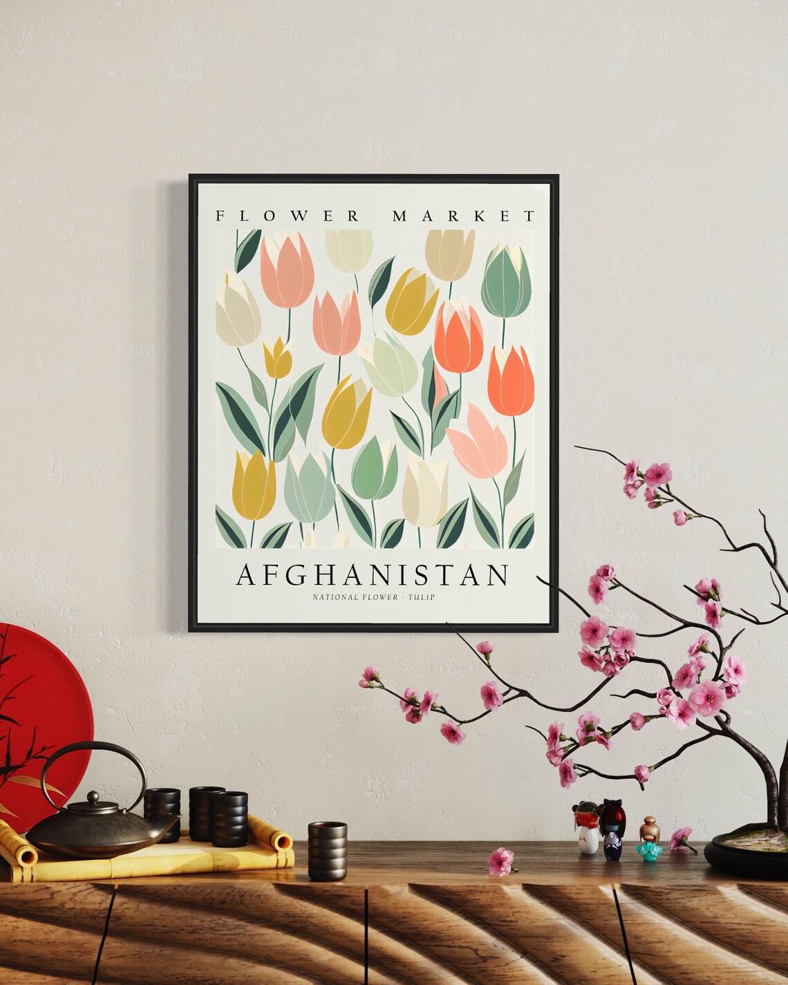 Afghanistan Tulip Flower Market Botanical Floral Garden Art Poster - Image 2