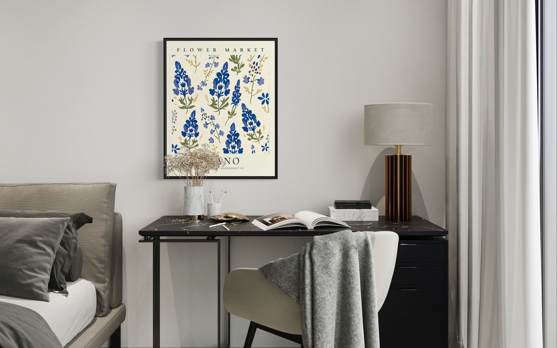 Plano Texas Bluebonnet State Flower Botanical Flower Market Poster - Image 3