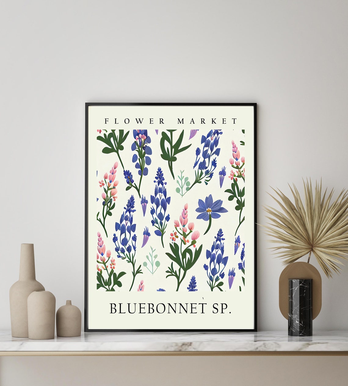 Bluebonnet Texas Wildflower Indigo Botanical Flower Market Poster - Image 2