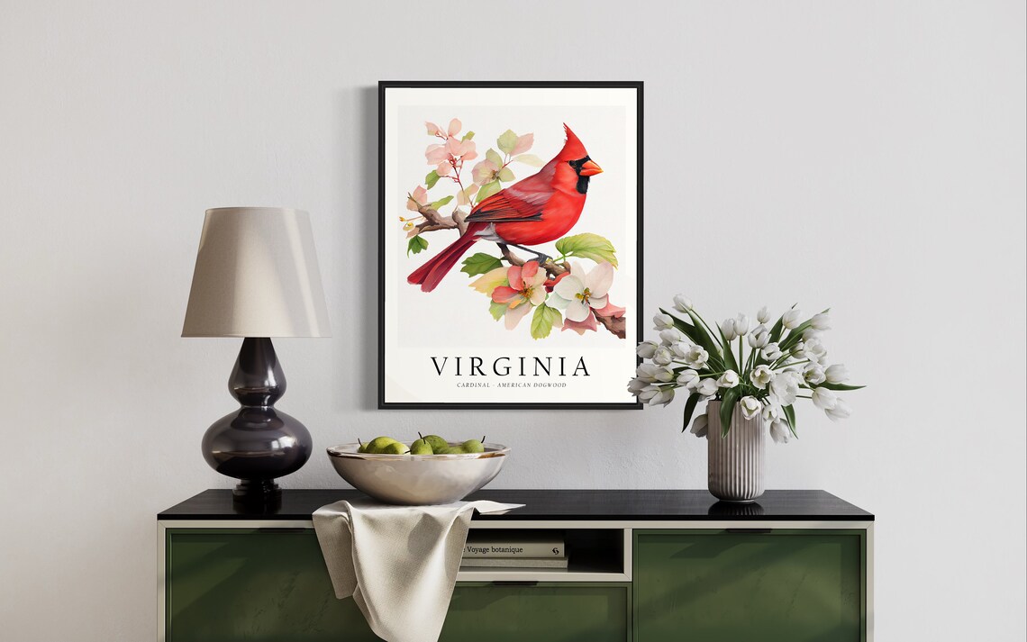 Virginia State Bird Art Print, Virginia Wall Art - Image 2
