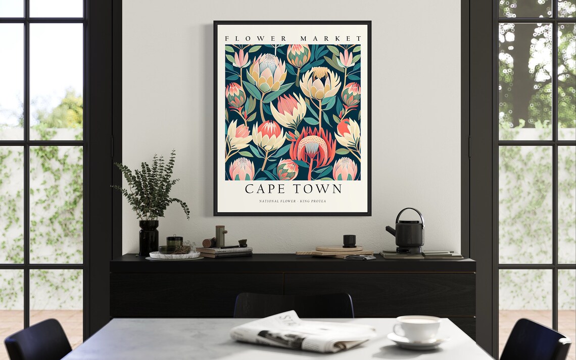 Cape Town Flower Market Travel Poster, South Africa - Image 3