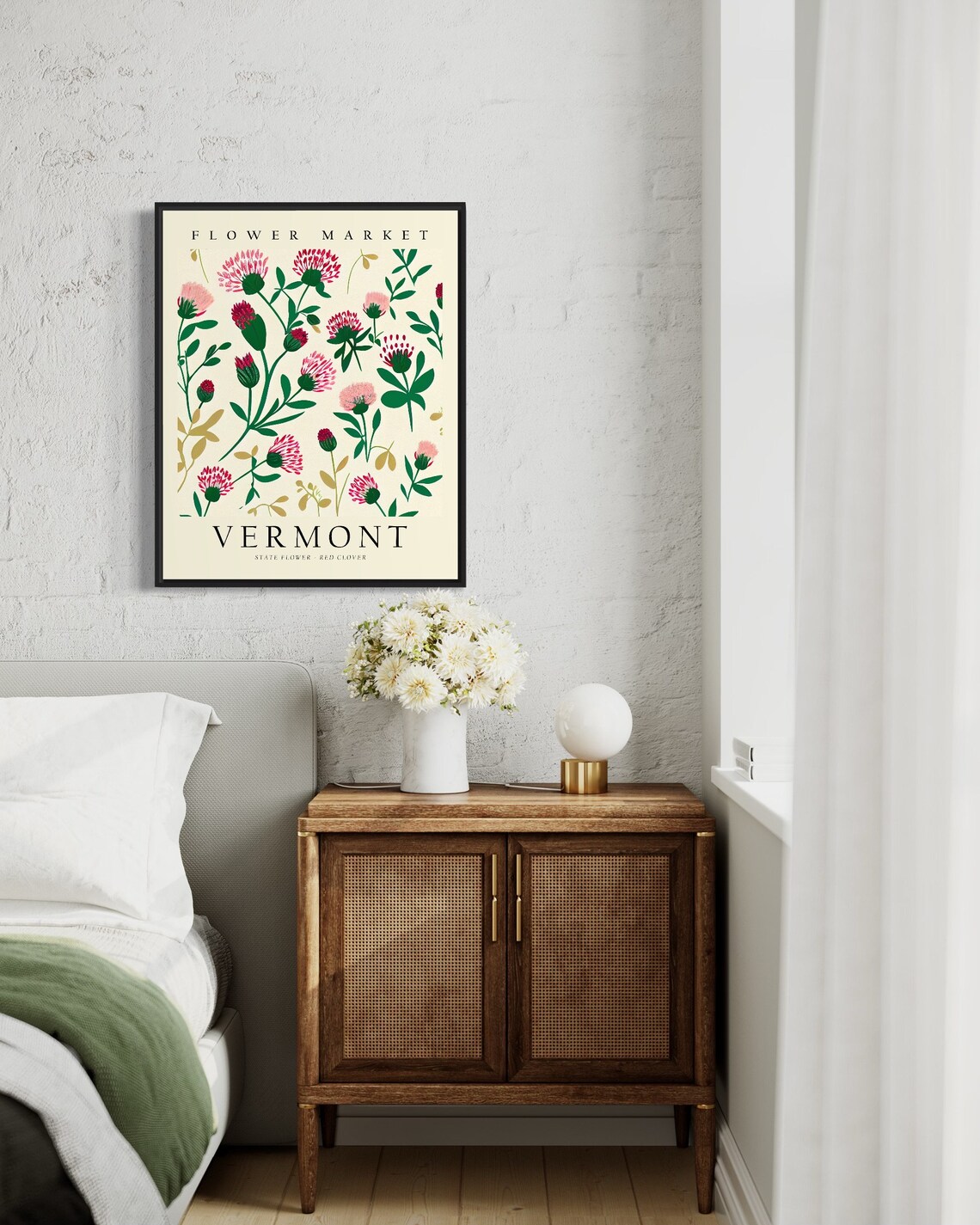 Vermont State Flower Red Clover Botanical Art Print - Image 3